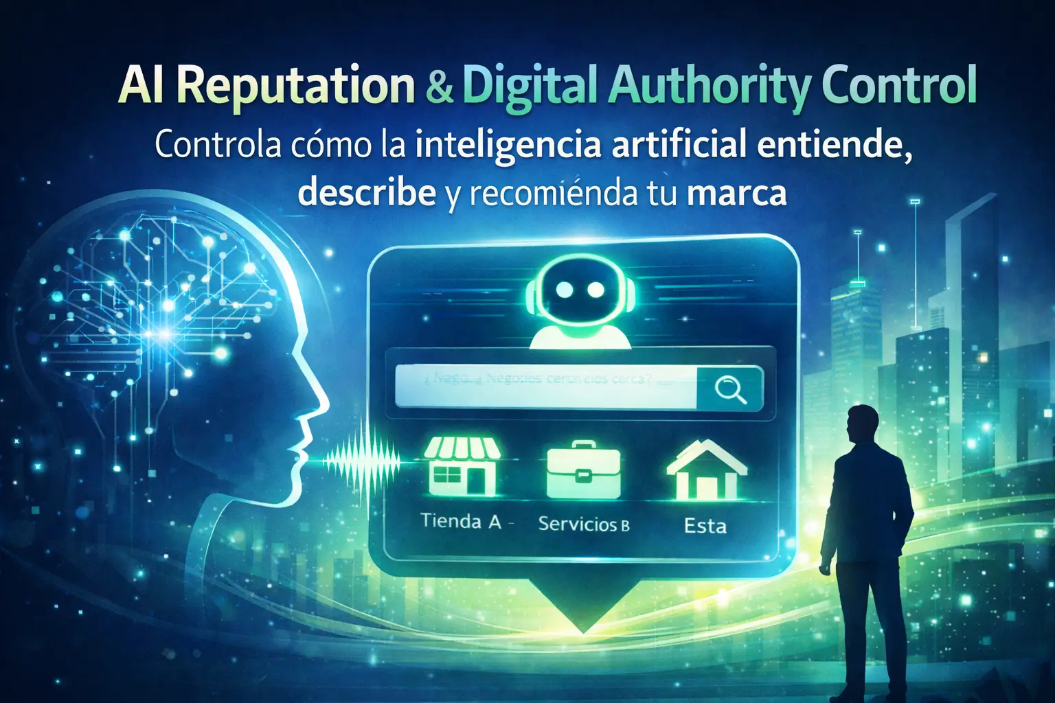 Ilustración sobre cómo la inteligencia artificial interpreta y recomienda marcas en entornos digitales.